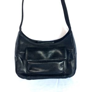 Small black leather fossil shoulder bag